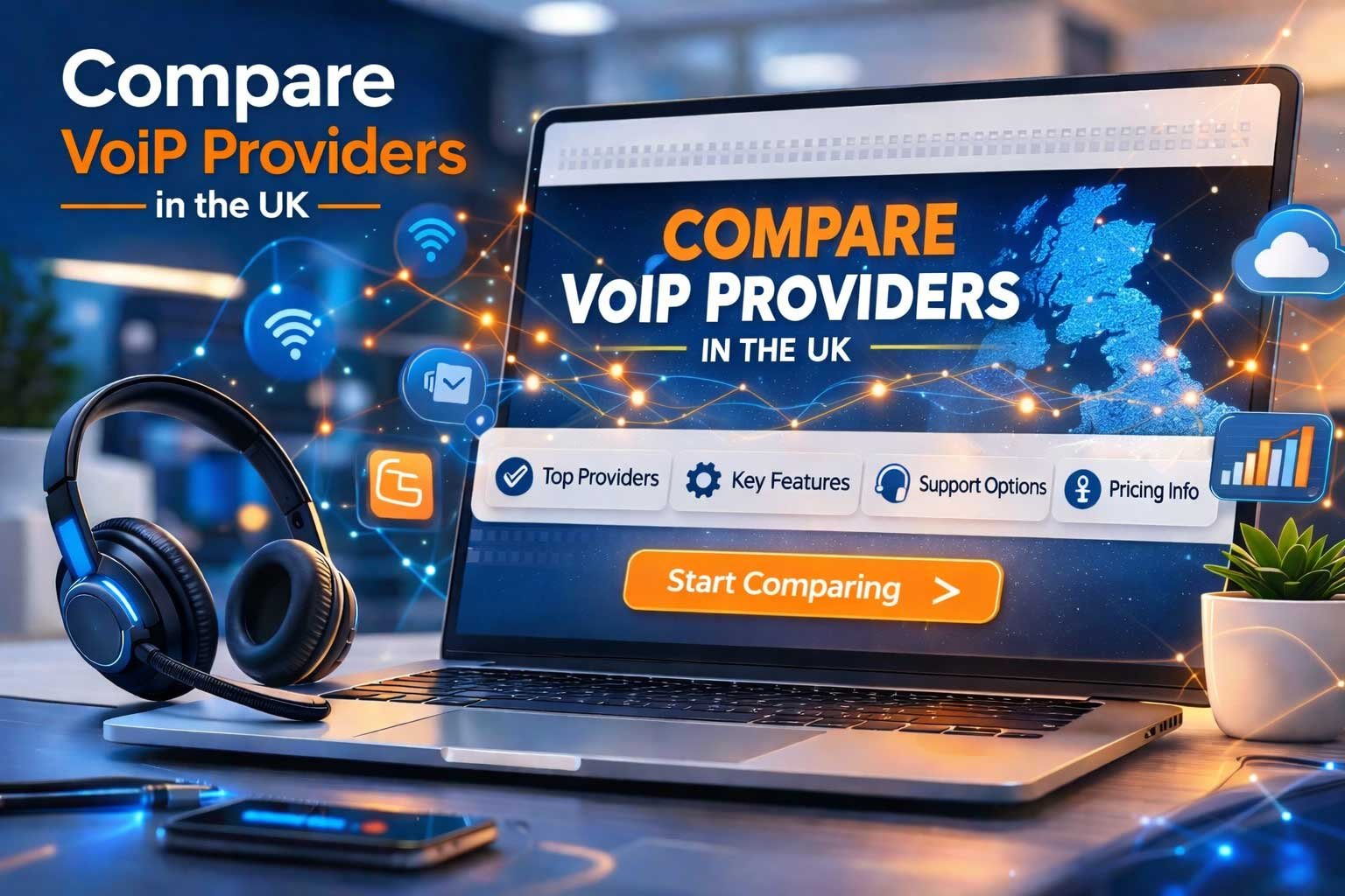 VoIP guides hub for UK businesses with a structured learning path from basics to provider comparison.