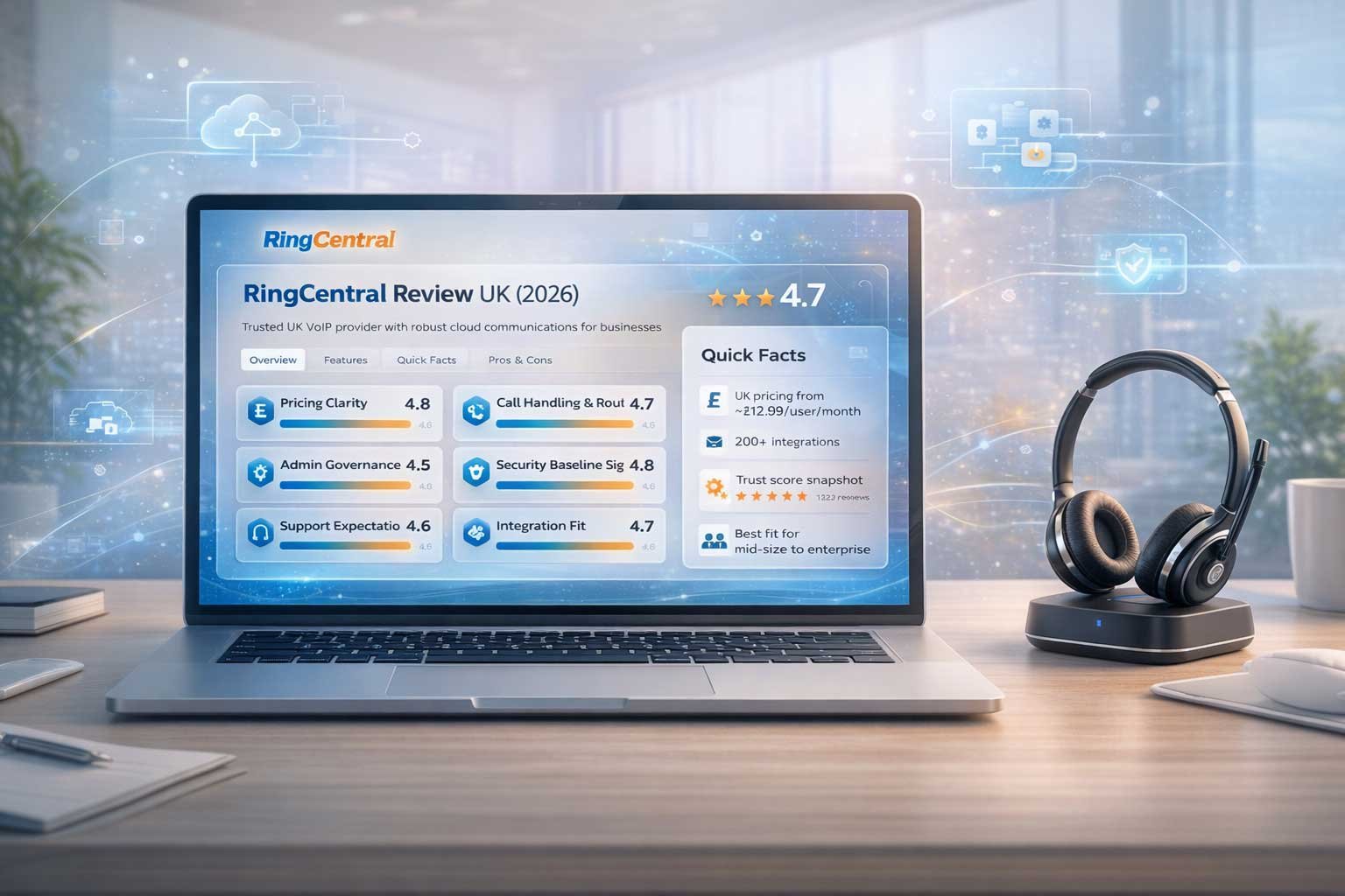 Comprehensive review of RingCentral UK for business, evaluating pricing, call routing, security, and 24/7 support availability.