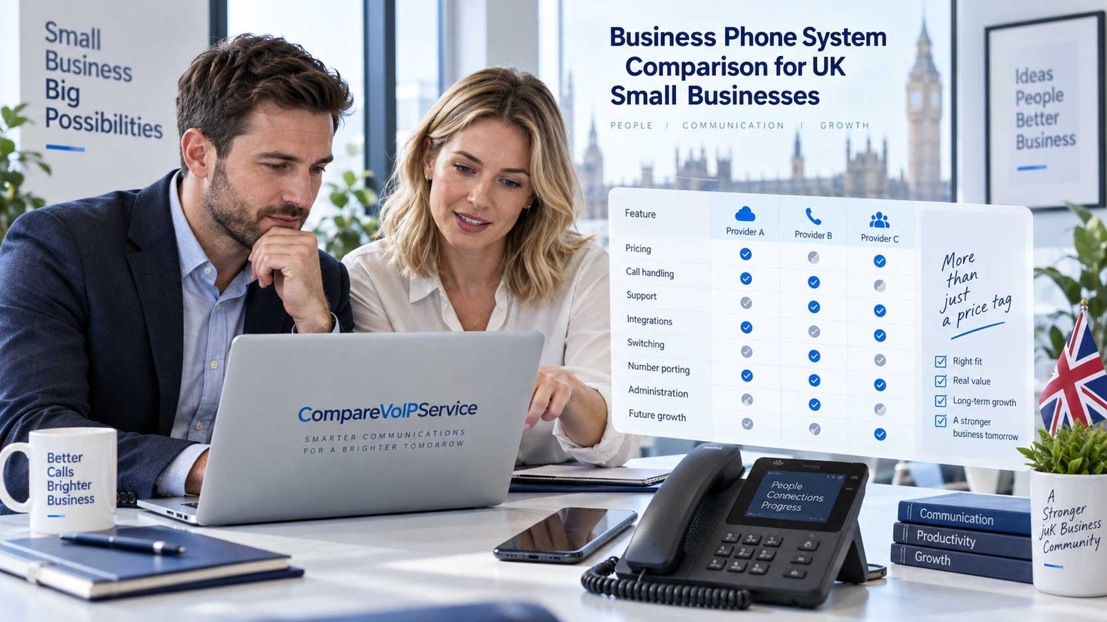 UK small business comparing business phone system options and costs