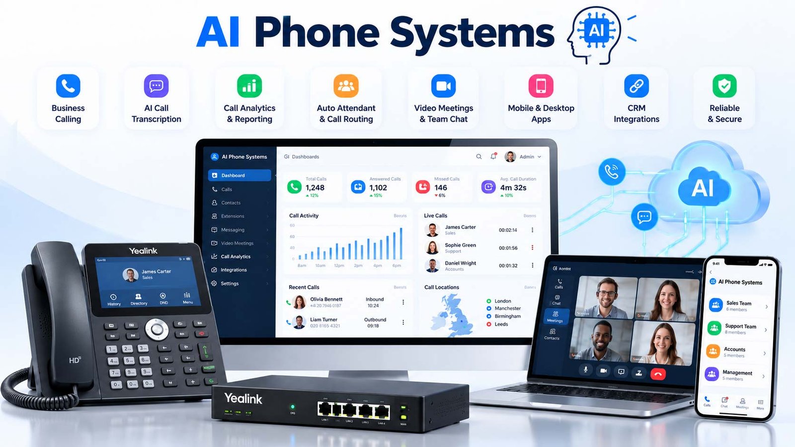 Illustration accompanying the definition of AI phone systems for UK businesses