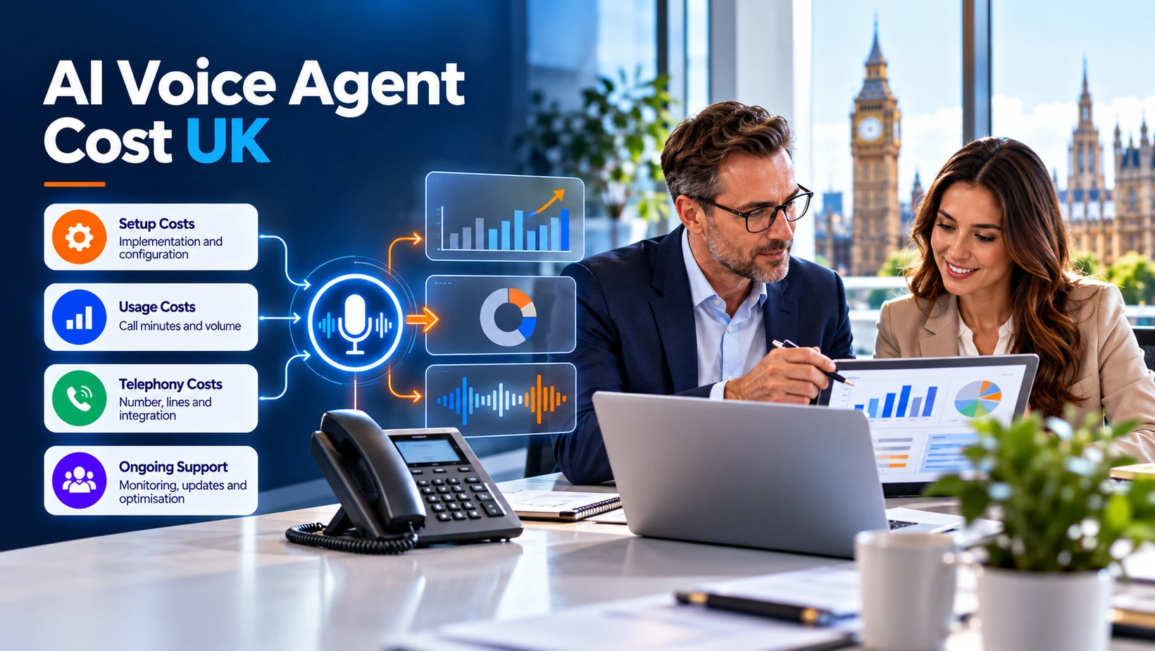 First-year AI voice agent budget illustration for UK businesses