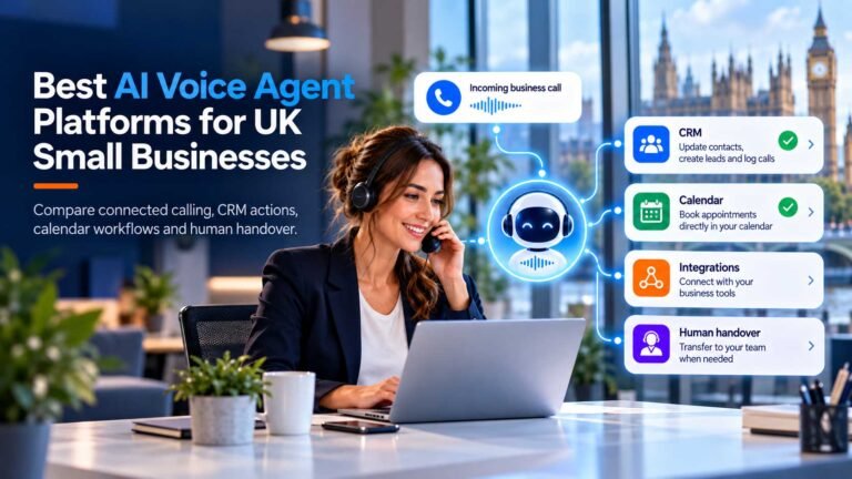 Configurable AI voice agent connecting a UK business phone call to CRM, calendar and human handover workflows.